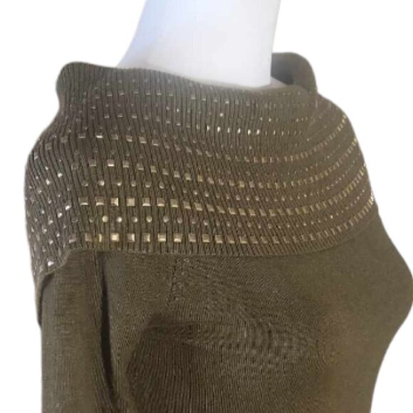 Say What! Bodycon Studded Sweater Dress Olive Green Size S - Picture 3 of 8